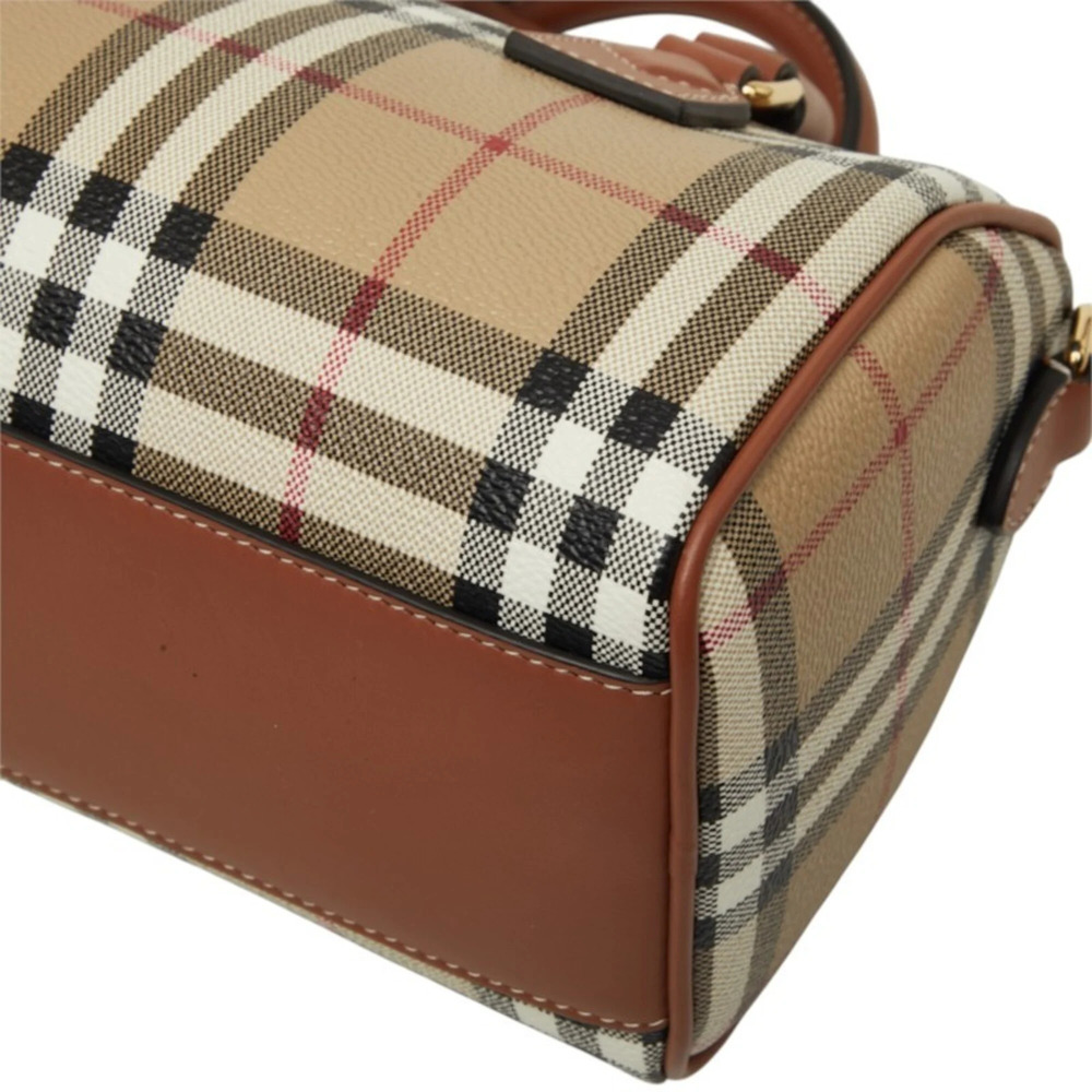 Burberry Nova Check Mini Bowling Bag Handbag Shoulder 2WAY Beige Brown Leathe... - Picture 4 of 10